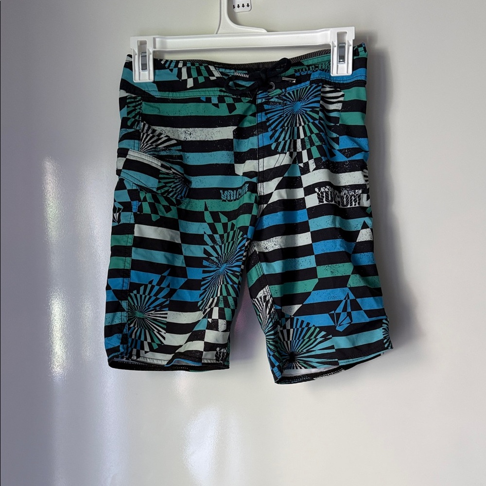 Volcom Kids Swim Trunks - Blue and Black Stripes